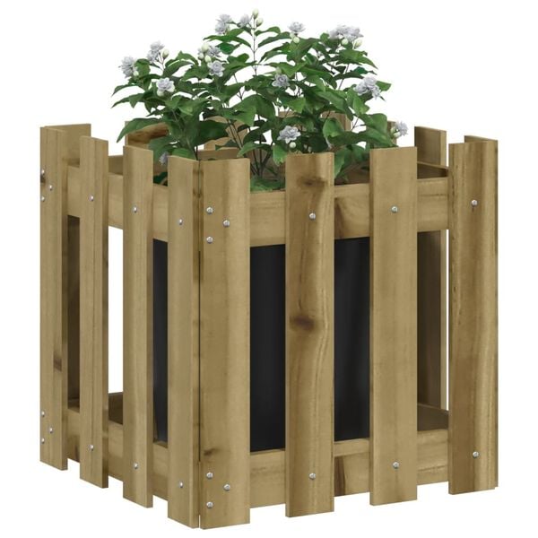vidaXL Plantekasse med gjerdedesign 40x40x40 cm impregnert furu