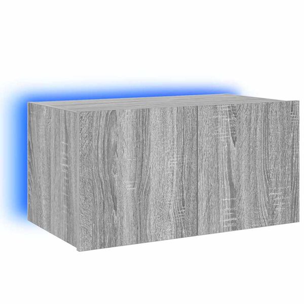 vidaXL Vegghengt TV-benk med LED gr&aring; sonoma 60x35x31 cm