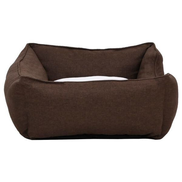 vidaXL Hundeseng brun og hvit 85,5x70x23 cm fleece med linutseende