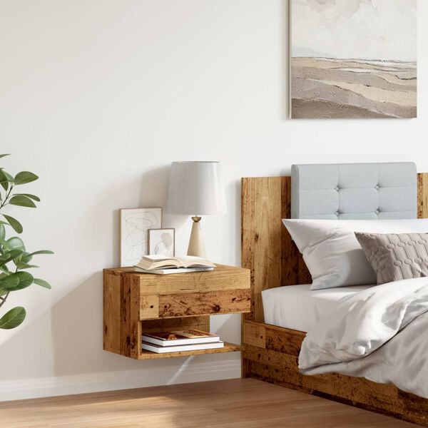 vidaXL Vegghengt nattbord gammelt tre