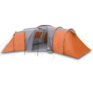 vidaXL Kuppeltelt for camping 12 personer gr&aring; og oransje vanntett