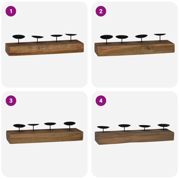 vidaXL Lysestake Naturlig 50 x 15 x 10 cm Massivt teaktre