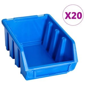 vidaXL Oppbevaringsbokser stablebare 20 stk bl&aring; plast