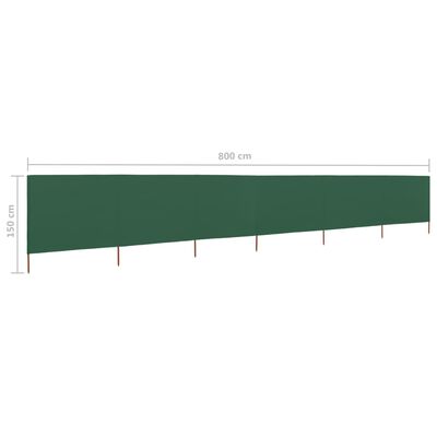 vidaXL Vindskjerm 6 paneler stoff 800x120 cm grønn