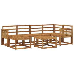 vidaXL Utend&oslash;rs sofa-sett 7 pcs Naturlig Solid akasietre