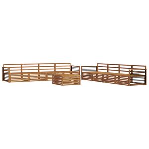 vidaXL Utend&oslash;rs sofa-sett 9 pcs Naturlig Solid akasietre