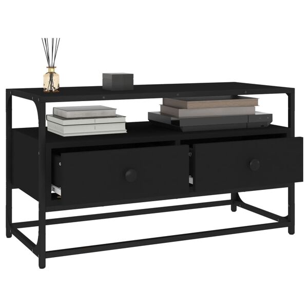 vidaXL TV-benk svart 80x35x45 cm konstruert tre