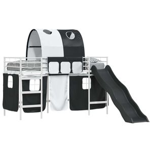 vidaXL Barns Lofteseng Hvit og svart 99,5 x 190 cm Metall