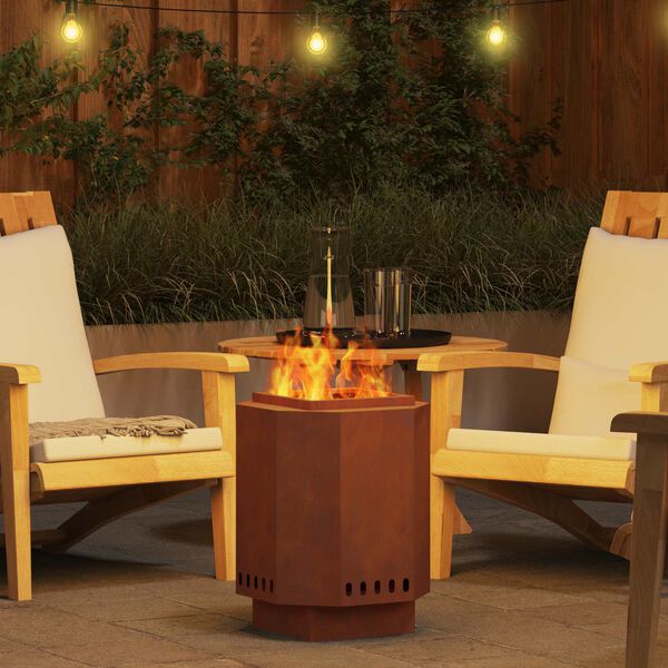 vidaXL R&oslash;ykfri ildsted Brun 38 x 38 x 51 cm Cortenst&aring;l