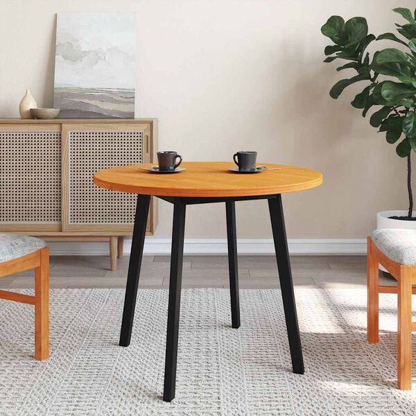 vidaXL Bordplate rund voksbrun Ø80x2,5 cm heltre furu