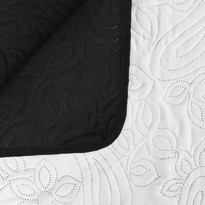 vidaXL Dobbeltsidig vattert sengeteppe 230x260 cm svart og hvit