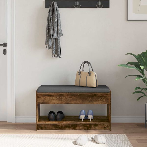 vidaXL Gangbenk R&oslash;kt Eik 83 x 38 x 45 cm Konstruert treverk og stoff