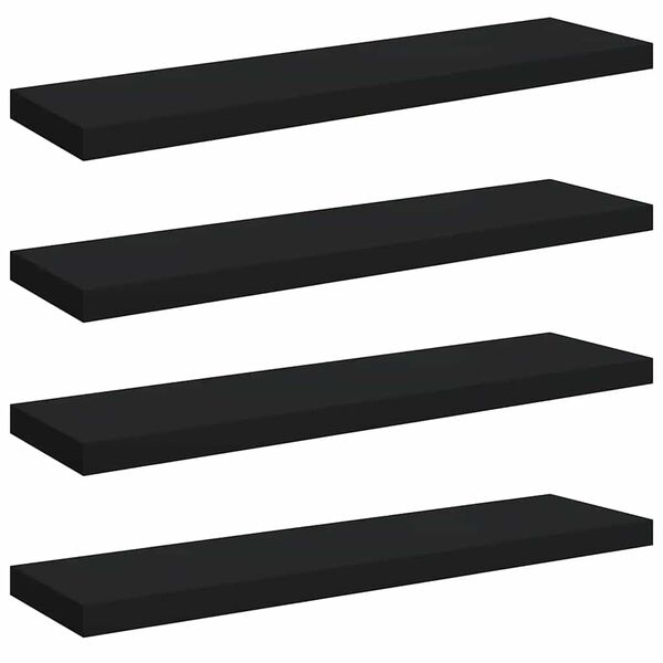 vidaXL Flytende vegghyller 4 stk svart 90x23,5x3,8 cm MDF
