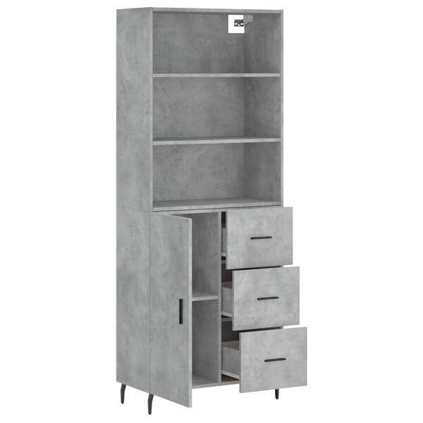 vidaXL Highboard betonggr&aring; 69,5x34x180 cm konstruert tre