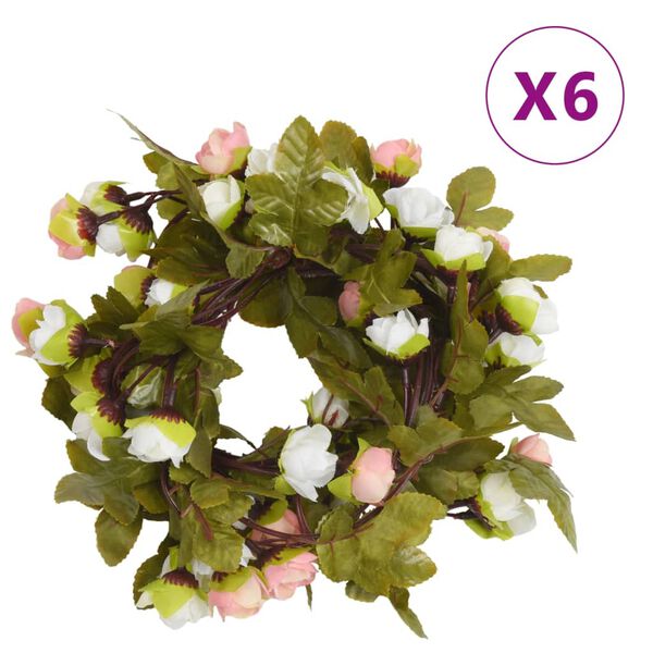 vidaXL Blomsterkranser 6 stk champagne 215 cm