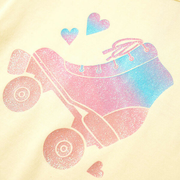 T-skjorte for barn med rulleskøytetrykk myk gul 92