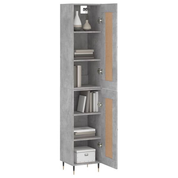vidaXL Highboard betonggr&aring; 34,5x34x180 cm konstruert tre