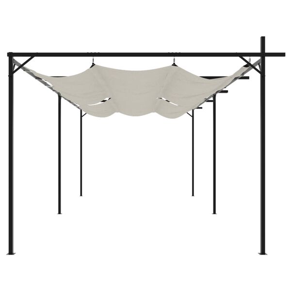 vidaXL Pergola med uttrekkbar tak kremhvit 589x292x230 cm
