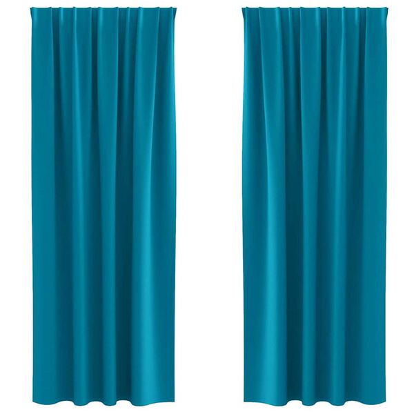 vidaXL M&oslash;rkleggende Gardiner med Ringer 2 pcs Turkis 245 x 140 cm