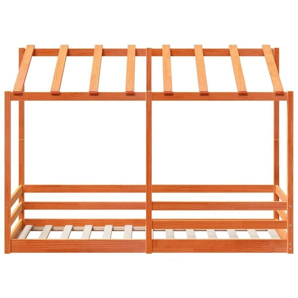 vidaXL Barneseng med tak voksbrun 75x190 cm heltre furu