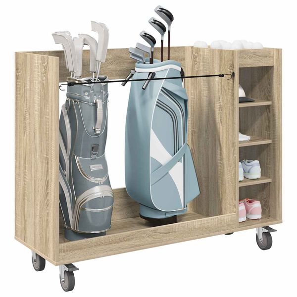 vidaXL Golfskap med hjul Ensfarget Sonoma eik 120 x 45 x 98 cm