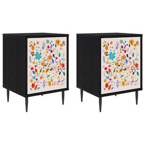 vidaXL Nattbordskap MAINZ 2 stk. Svart eik 36 x 33 x 51 cm