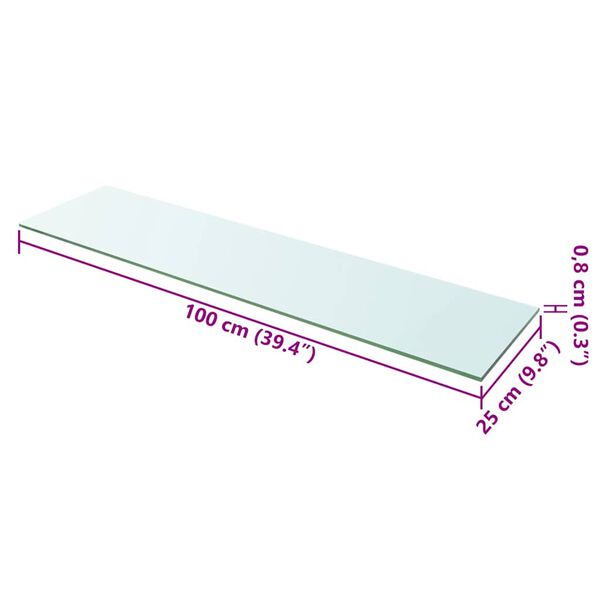 vidaXL Hyllepanel klart glass 100x25 cm