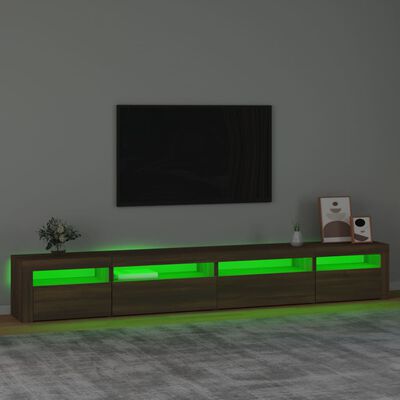 vidaXL TV-benk med LED-lys brun eik 270x35x40 cm