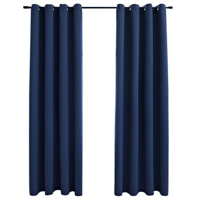 vidaXL Lystette gardiner med metallringer 2 stk blå 140x245 cm