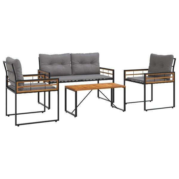 vidaXL Utem&oslash;belsett med pute 4 pcs Lysegr&aring;