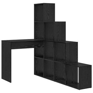vidaXL Hj&oslash;rneskrivebord med hylle Svart Eik 101,5 x 149,5 x 149,5 cm