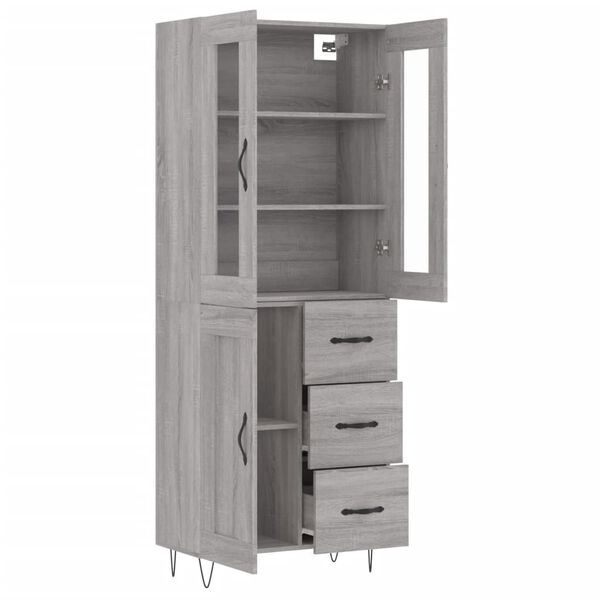 vidaXL Highboard gr&aring; sonoma 69,5x34x180 cm konstruert tre