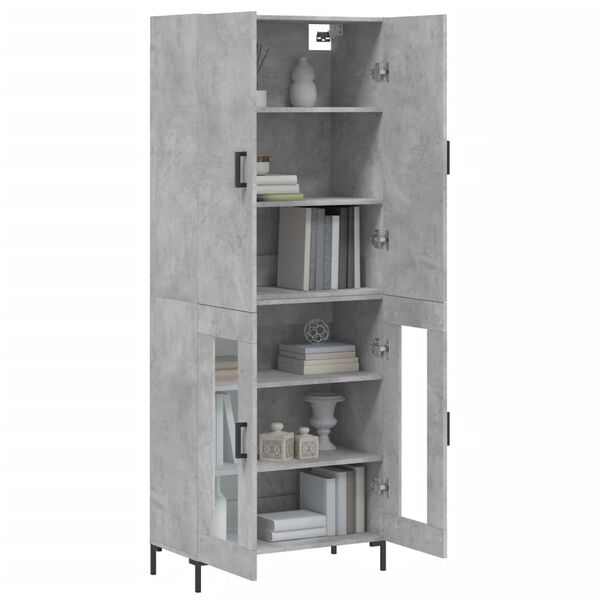 vidaXL Highboard betonggr&aring; 69,5x34x180 cm konstruert tre