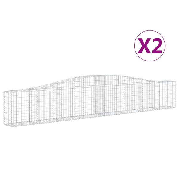 vidaXL Gabionkurver buede 2 stk 400x30x60/80 cm galvanisert jern