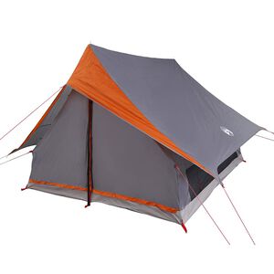 vidaXL Familietelt med tak Gr&aring; og Oransje 256 x 256 x 185 cm