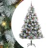 vidaXL Kunstig juletre Gr&oslash;nn og hvit 210 cm PVC og Metall og Plast