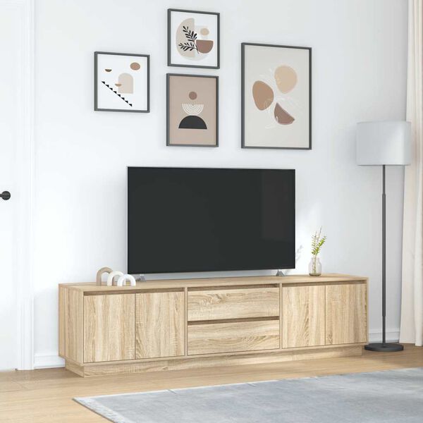 vidaXL TV-benk med LED-lys sonoma eik 193,5x41x50 cm