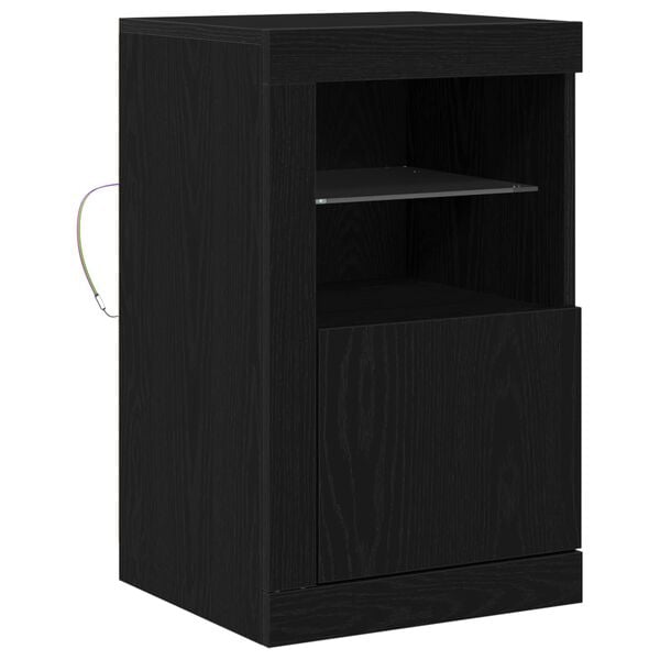 vidaXL LED sideboard Svart Eik 41 x 37 x 67 cm Konstruert tre
