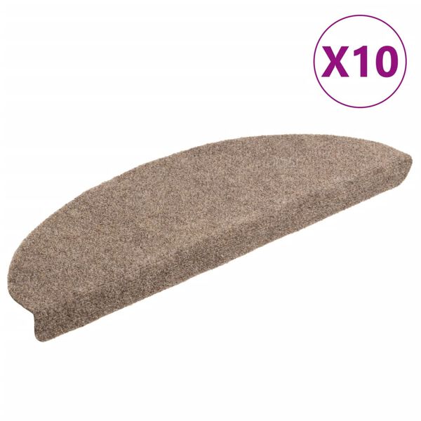 vidaXL Trappematter selvklebende 10 stk 65x21x4 cm beige halvrund store
