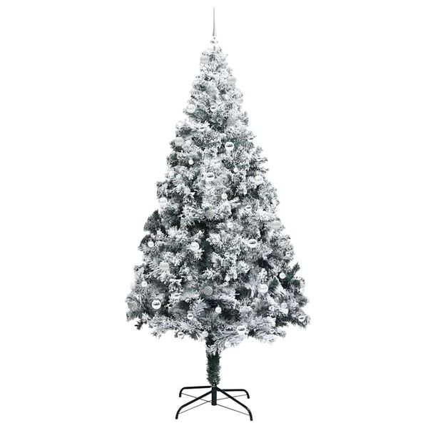 vidaXL Kunstig juletre med 300 LED Hvit 240 cm PVC og St&aring;l og Plast