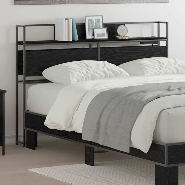 vidaXL Lagringshodegavl med hylle Svart eik 135 cm Konstruert tre