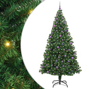 vidaXL Kunstig juletre med 300 LED gr&oslash;nn 240 cm PVC og St&aring;l og Plast