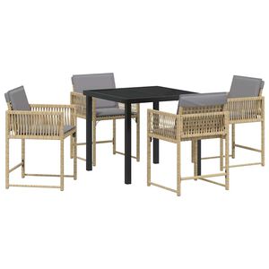 vidaXL Hage Spisegruppe 5 stk. Beige polyrotting