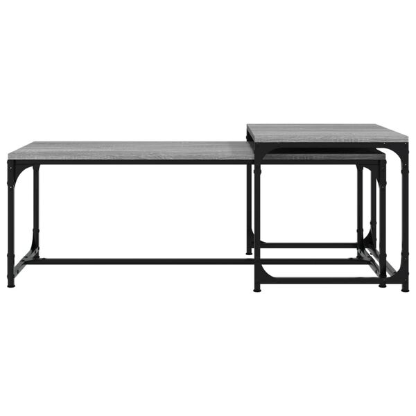 vidaXL Salongbord 2 stk grå sonoma konstruert tre