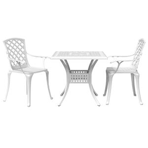 vidaXL Bistrosett 3 deler hvit st&oslash;pt aluminium