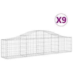 vidaXL Gabionkurver buede 9 stk 200x30x40/60 cm galvanisert jern
