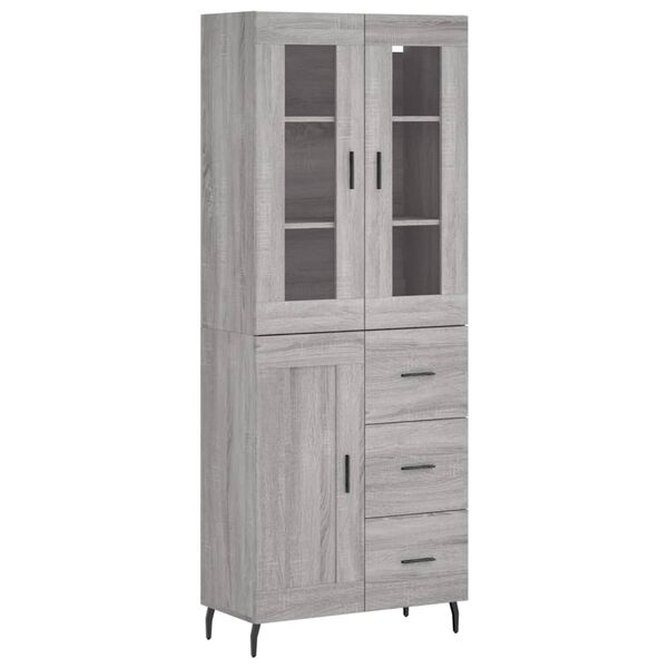vidaXL Highboard gr&aring; sonoma 69,5x34x180 cm konstruert tre