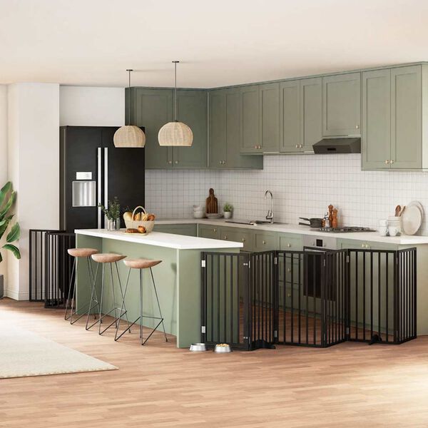 vidaXL Hundeport sammenleggbar 12 paneler svart 600 cm poppeltre