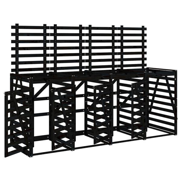 vidaXL Firedobbelt s&oslash;ppeldunkskur svart heltre furu