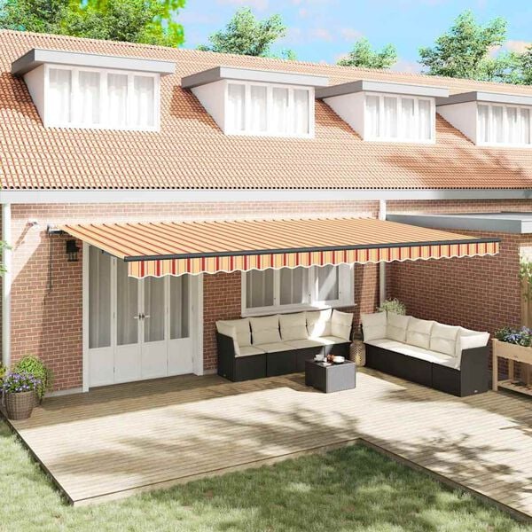 vidaXL Innvendbar Markise med gul og oransje 600 × 300 cm stoff